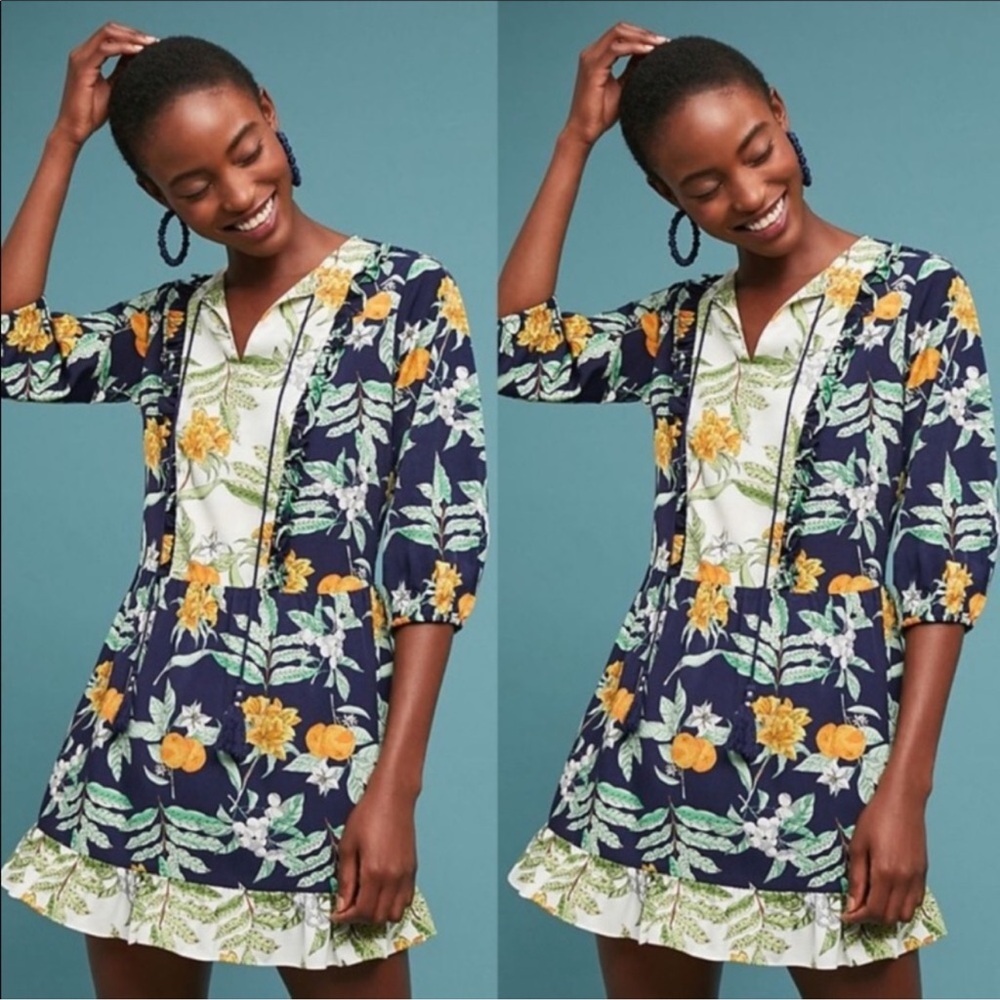 Lost + Wander Boho Floral 3/4 Sleeve Small Petite Dress